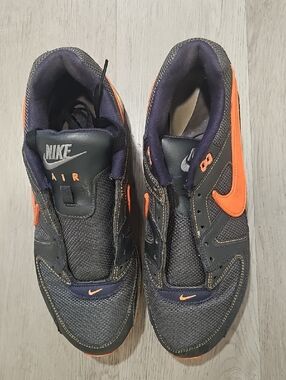 Nike Air Men's Athletic Sneakers - Black with Orange Swoosh